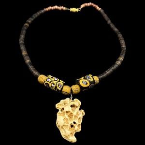 African Trade Millefiori Venetian Bead Stone Heishi Shell Choker Necklace 15"
